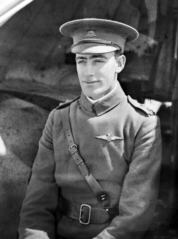 Lt Frank H McNamara outside his tent at the Central Flying School (CFS) at Point Cook, Victoria, shortly after graduating as a pilot in October 1915. 