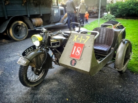 Norton WD Big 4 motorcycle and side-car at the commemoration event held at the museum each September. Photo: Julian Tennant