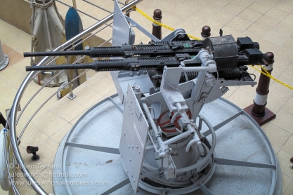 Royal Malaysian Navy Museum (Muzium Tentera Laut Diraja Malaysia). Anti-Aircraft gun on display in the museum atrium.