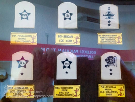 Royal Malaysian Navy Museum (Muzium Tentera Laut Diraja Malaysia). RMN trade badges.