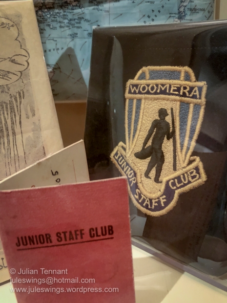 Membership card and patch for Junior Staff Club of the Long Range Weapons Project based at Woomera, South Australia. Photo: Julian Tennant
