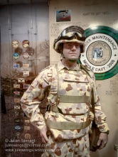 RAAF ground crewman wearing the distinctive Australian Desert Pattern Disruptive Uniform (DPDU) in the Afghanistan, Iraq and the Middle East Area of Operations display. Photo: Julian Tennant