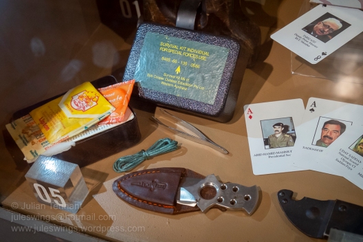 Australian Special Forces Survival Kit and 'Most Wanted' playing/identification cards from the invasion of Iraq 2003. Photo: Julian Tennant
