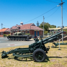 25 pounder gun and Centurion tank in the background at the Army Museum of Western Australia. Photo: Julian Tennant