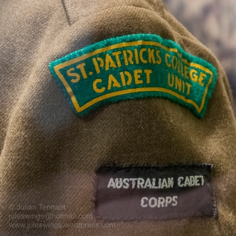 Insignia detail of St Patricks College Cadet Unit c1965. Photo: Julian Tennant