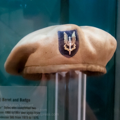 Special Air Service Regiment beret belonging to Ian ‘Bagzar’ Stiles who served with 3 SAS Squadron (Australian Special Air Service Regiment) during both of their tours of Vietnam and then went on to serve with the Rhodesian SAS. Note the British made anodised beret badge and distinctive fawn coloured headband which was used on the SASR berets of the period. Photo: Julian Tennant