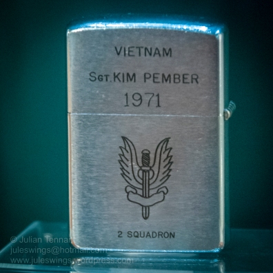 Zippo lighter given to Sgt. Kim Pember of 2 SAS Squadron (Australian Special Air Service Regiment) after the squadron completed its second tour in Vietnam. Photo: Julian Tennant