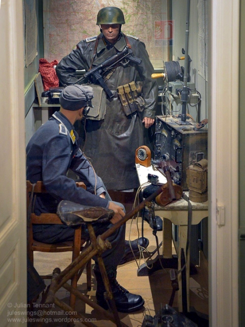 Radio room of the Fallschirmjäger Regiment 6 Regimental Command Post in the Dead Man's Corner Museum. Photo: Julian Tennant