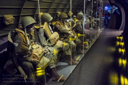 Paratroopers aboard a C-47 heading towards the DZ. Photo: Julian Tennant
