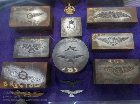 Selection of metal dies from the insignia manufacturer Sheridans, Perth that were used to make various aviation badges. Photo: Julian Tennant