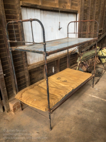 True luxury! Double bunk bed and army issue mattress used by troops stationed in Nungarin during WW2. Photo: Julian Tennant