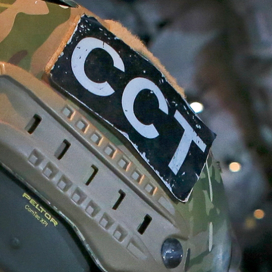 2019. An unusual CCT helmet mounted patch which appearss to be a painted aluminium sheet. Seen being worn during Exercise Cope North 19, Guam.