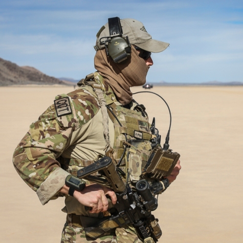 A Combat Controller from No. 4 Squadron Combat Control Team conducts an airfield survey on a dry lake bed in the Nevada Test and Training Range. Photo: Department of Defence