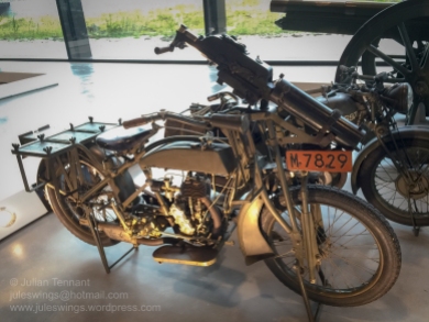 Military variant of the Dutch Eysink Motorcycle which has been adapted to transport a Schwarlose machine gun. Photo: Julian Tennant