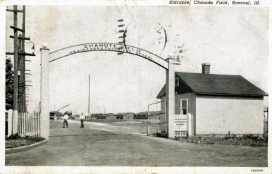 Postcard. Entrance to the US Air Corps Technical School, Chanute Field.