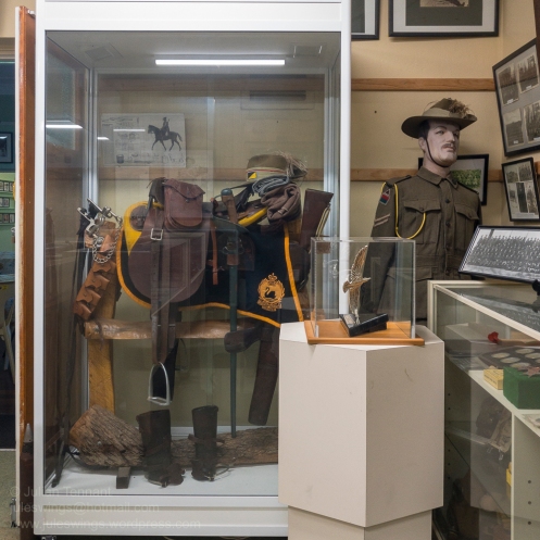 10th Light Horse display featuring a mix of orignal WW1 and contemporary items. Photo: Julian Tennant